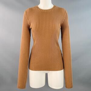 ANINE BING Size S Brown Tobacco Cotton Blend Rib Knit Pullover